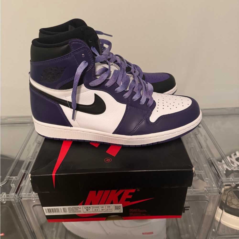 Air Jordan 1 Retro High OG- Court Purple/Black White- 9.5- Custom- Origi…